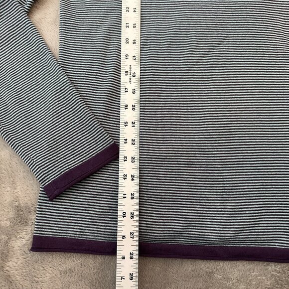 Title Nine Roll Neck Sweater Blue Striped Long Sleeve Shirt XL Women's - Picture 4 of 6